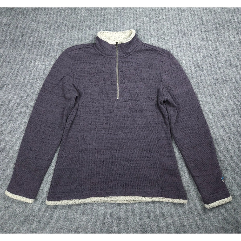 Kuhl Alaska Sweater Women's Medium 1/4 Gray Purple Gray Fleece Lined